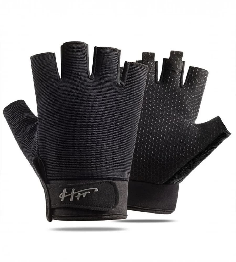 Əlcək Half-Finger, Fitnes üçün, Qara