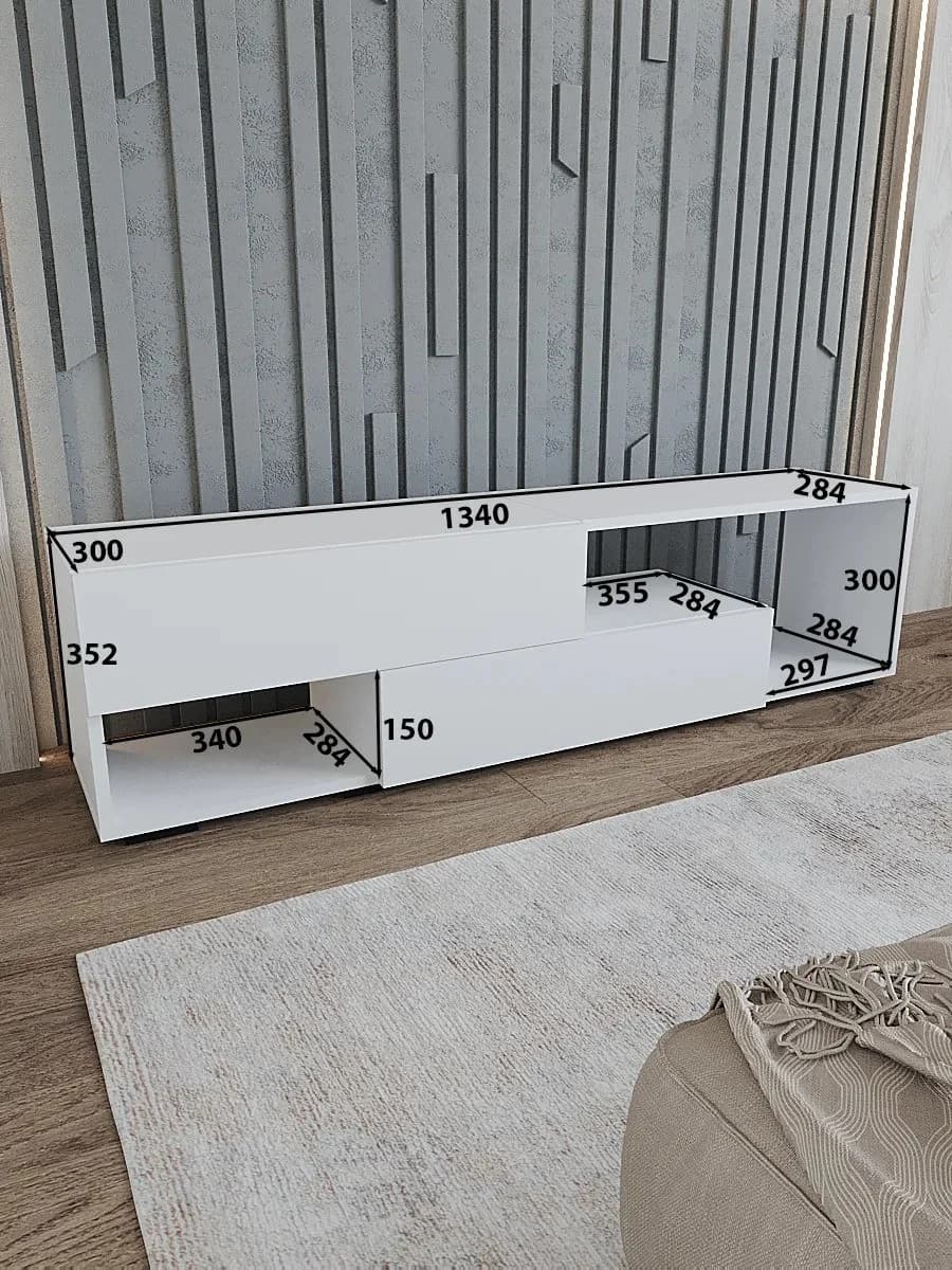 TV üçün tumba Yagmur 85_15456, laminat, ağ, 134x30x30 sm — изображение 4