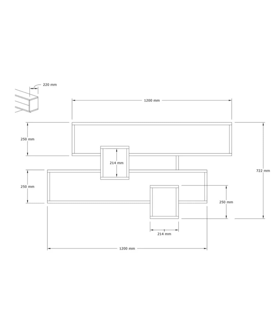 Rəf SO36, laminat, boz/qəhvəyi, 122x72x22 sm — изображение 5