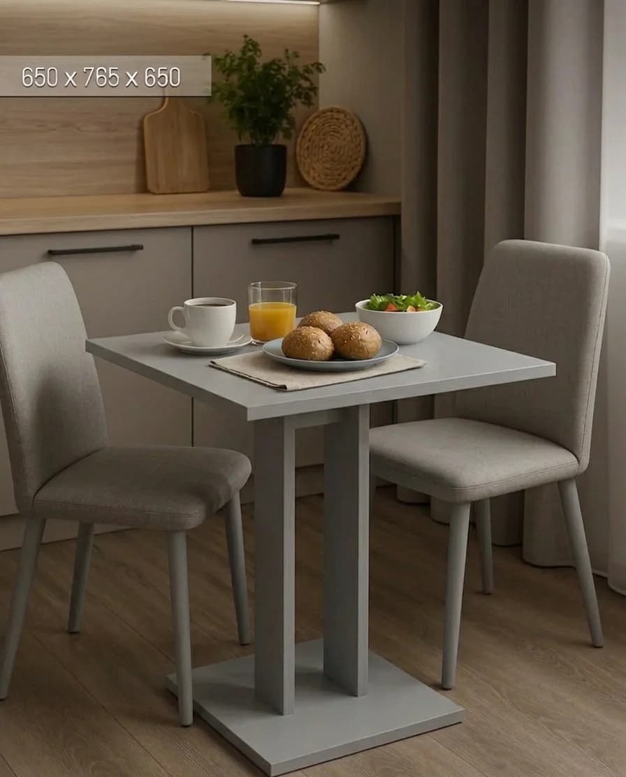 Yemək masası 7851, laminat, boz, 65x65x76.5 sm