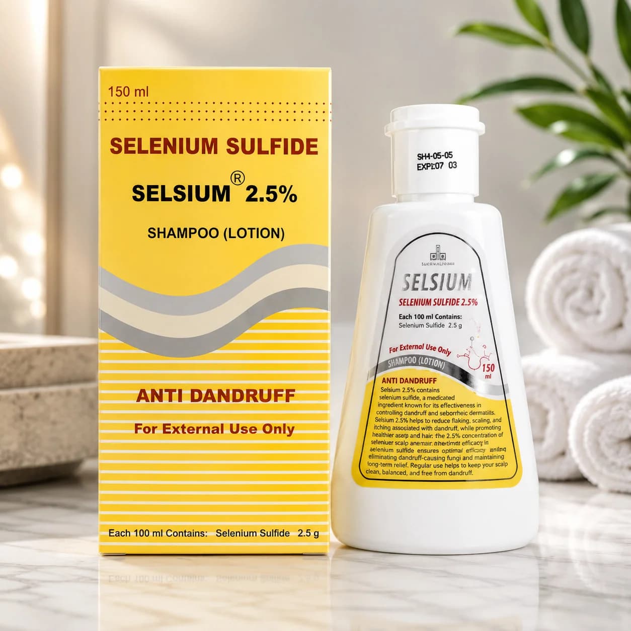Saçlar üçün şampun Selsium 2.5% Selenium Sulfide, 150 ml