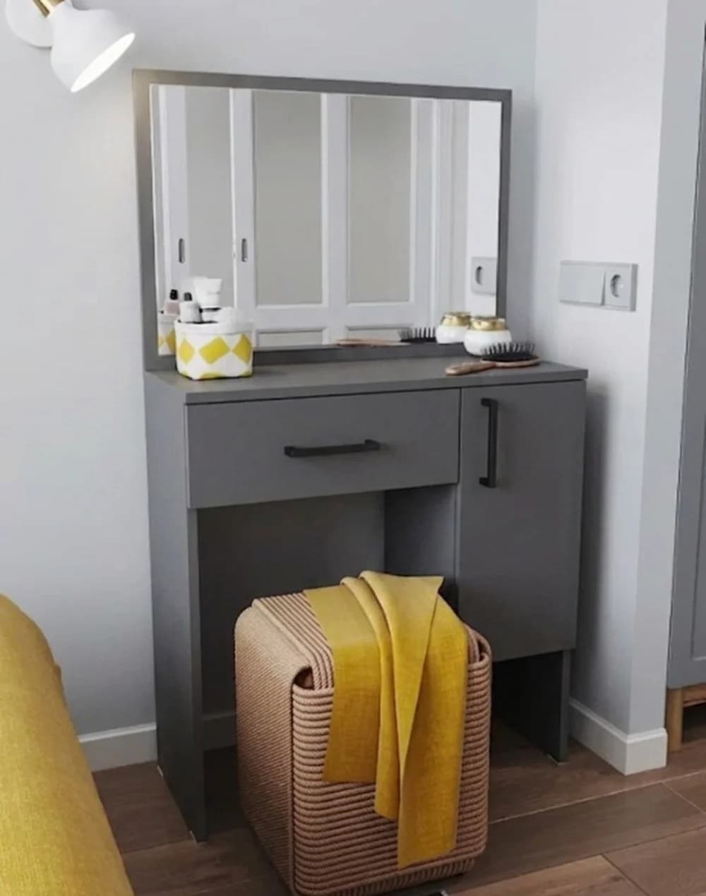 Makiyaj masası güzgülü MB5, laminat, antrasit, 125x72x30 sm