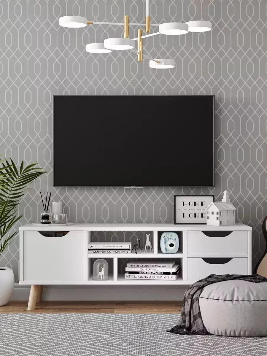 TV üçün tumba 31, laminat, ağ, 39.5х30.1х110.2 sm — изображение 2