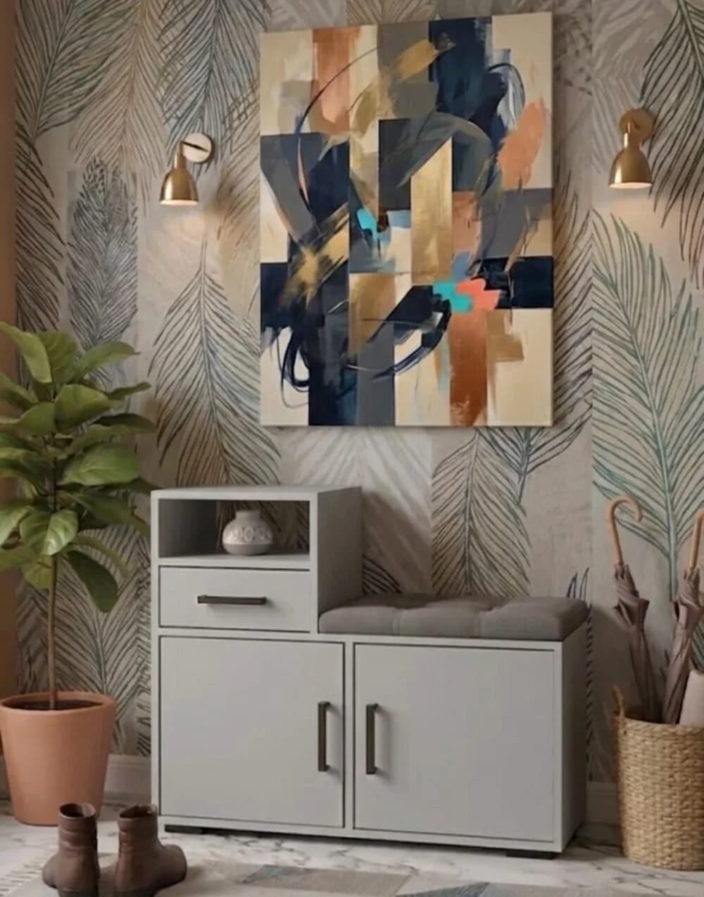 Tumba ayaqqabı üçün MB10, laminat, 72x86x35 sm, boz