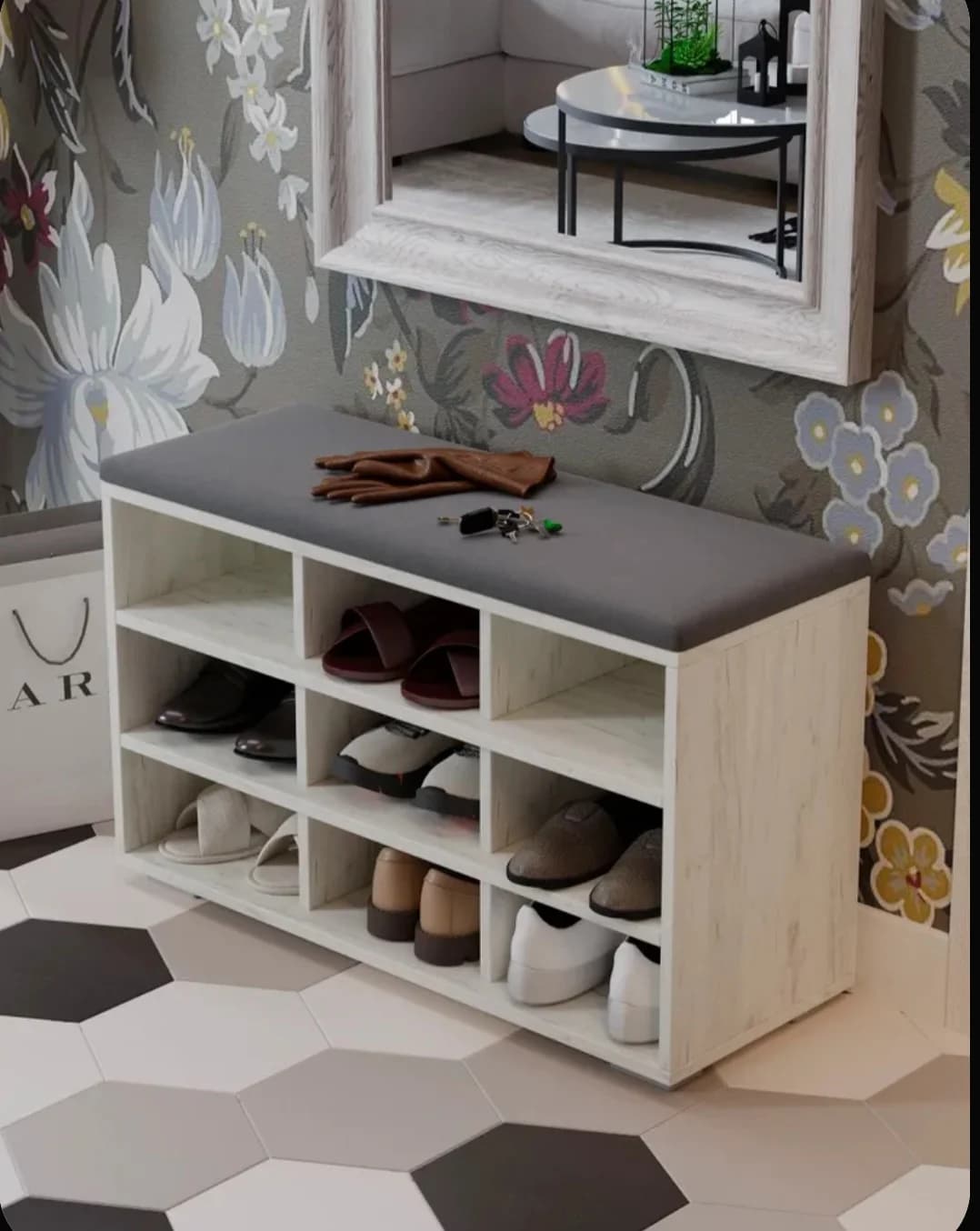 Ayaqqabı üçün tumba SO0021, laminat, ağ, 50x80x30 sm — şəkil 3