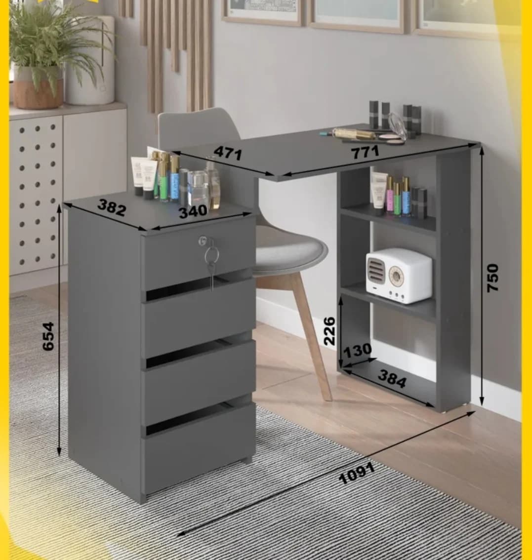 Kompüter masası s036, laminat, antrasit — изображение 3