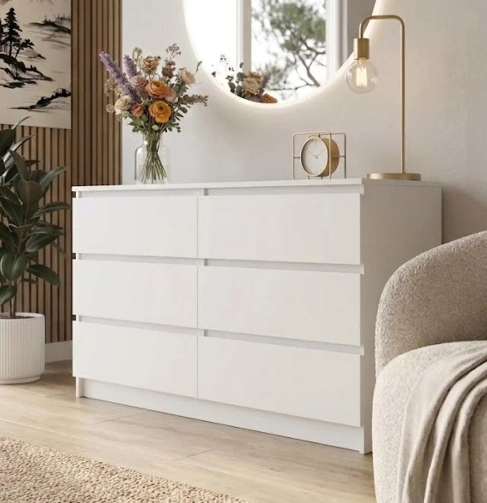 Komod MB 31, laminаt, ağ, 140x80x45 sm