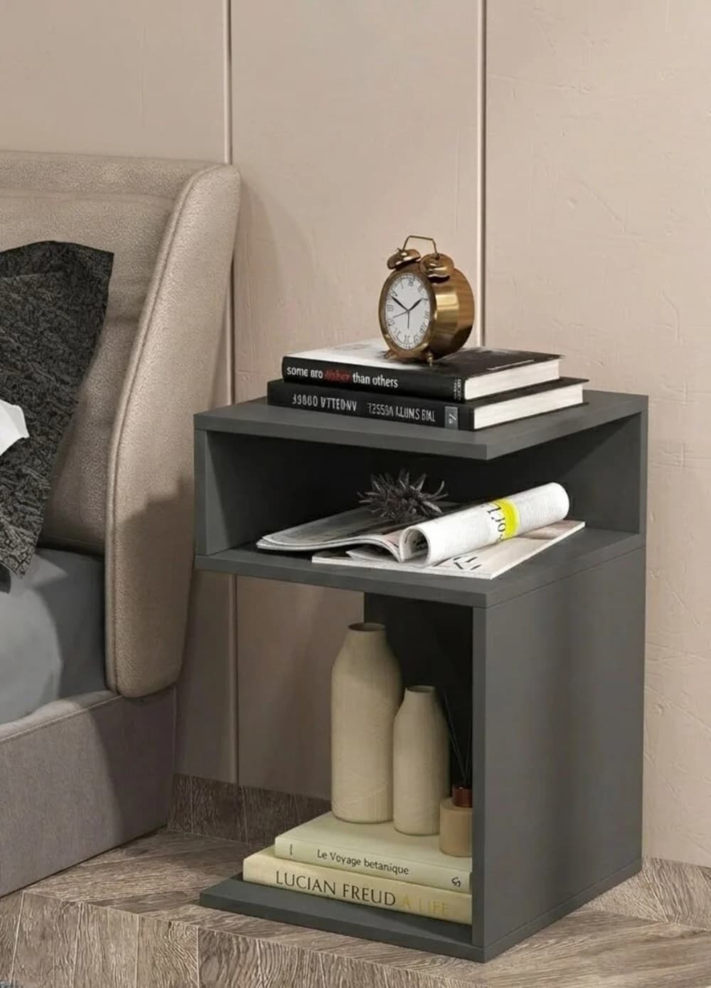 Çarpayıyanı tumba MB 2, Laminat, Antrasit, 60x30x30 sm
