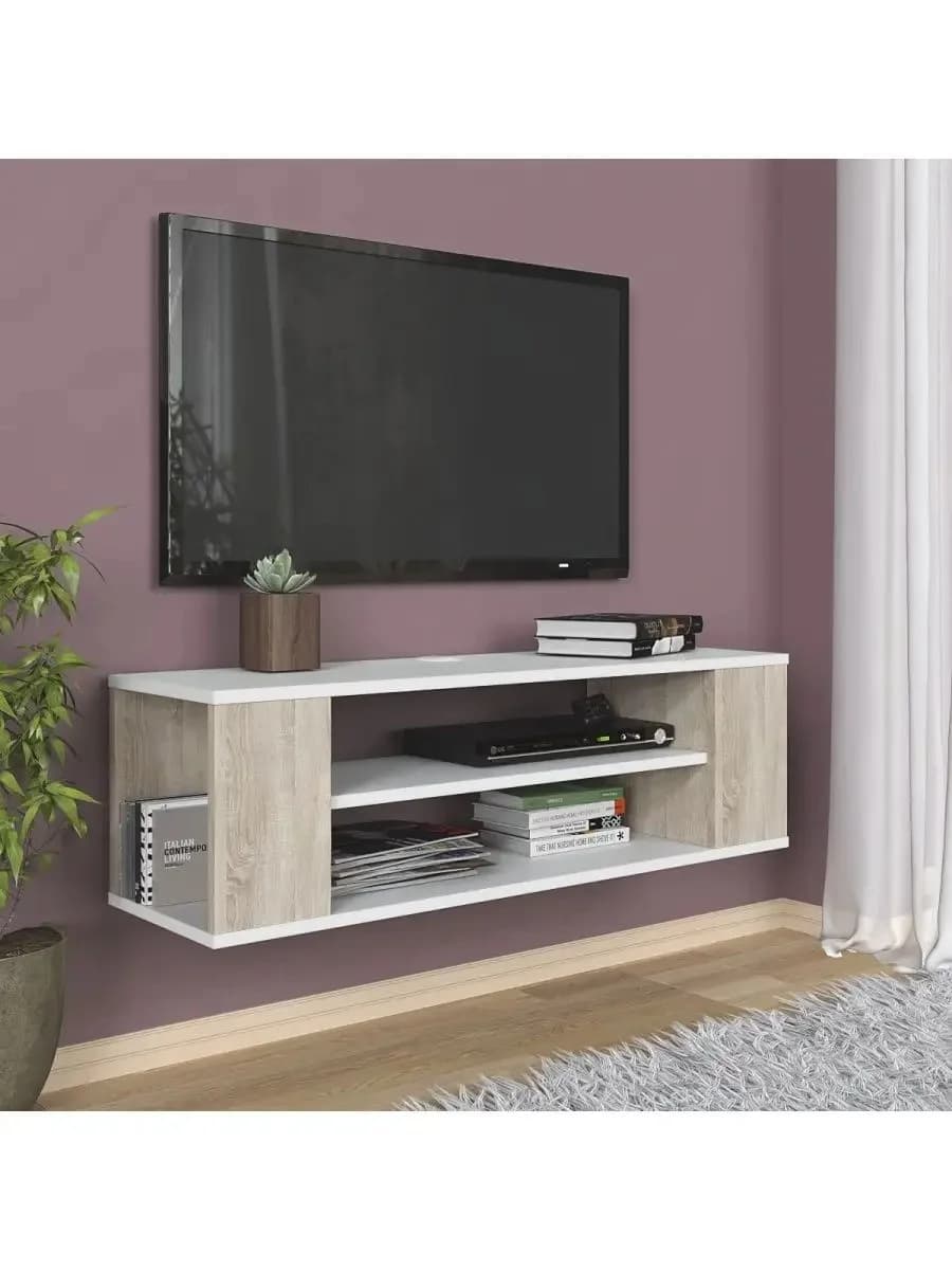 TV üçün tumba 19, laminat, ağ/sonoma, 30.1х28.8х100 sm