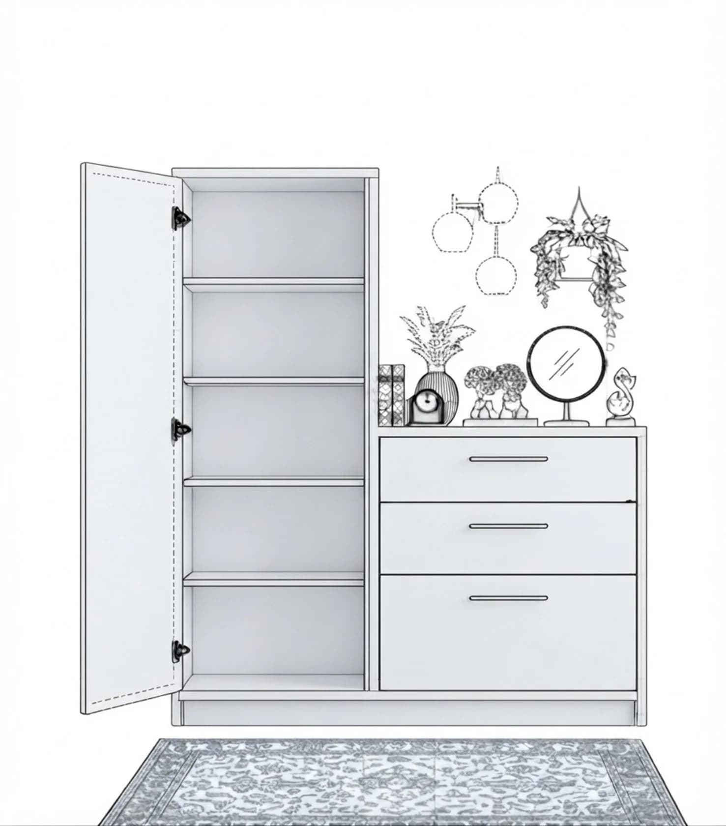 Komod MB 35, laminat, ağ/açıq qəhvəyi, 140x100x40 sm — изображение 2