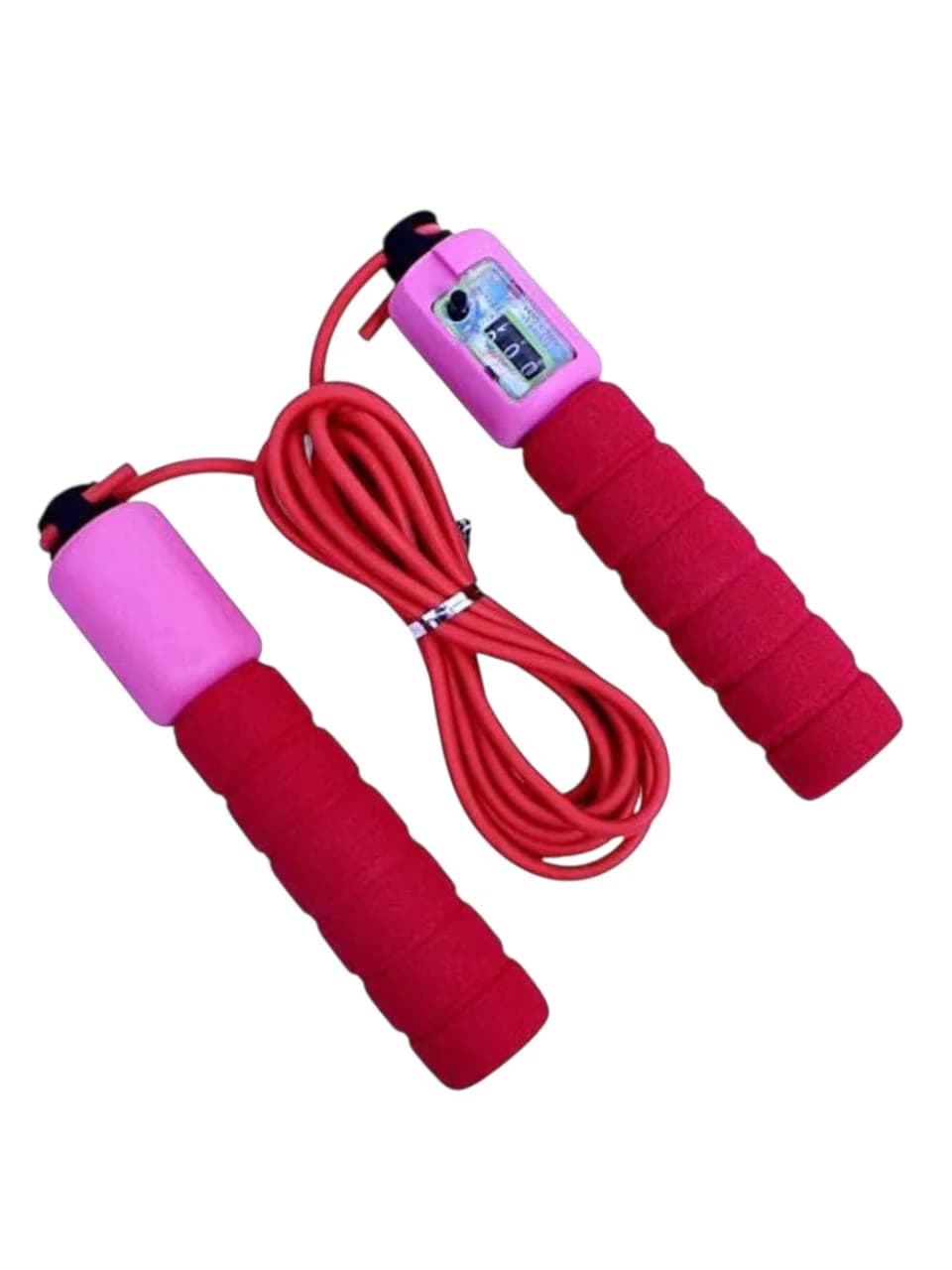 Tənzimlənən elektron atlama ipi, qırmızı/çəhrayı, sayğaclı, 300 sm