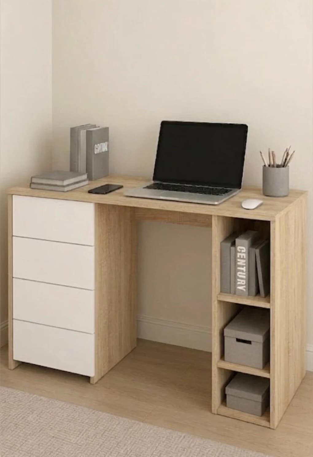 Yazı masası MB731, laminat, bej/ağ, 140x75x60 sm