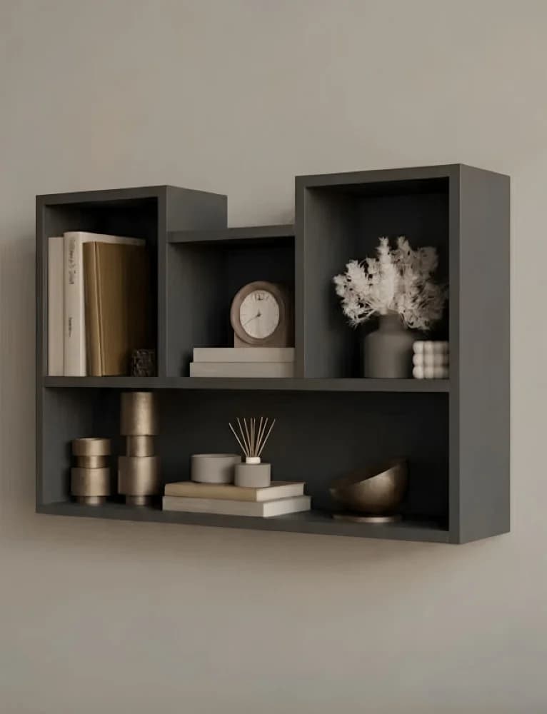 Rəf 37329941, laminat, antrasit, 90x60x25 sm