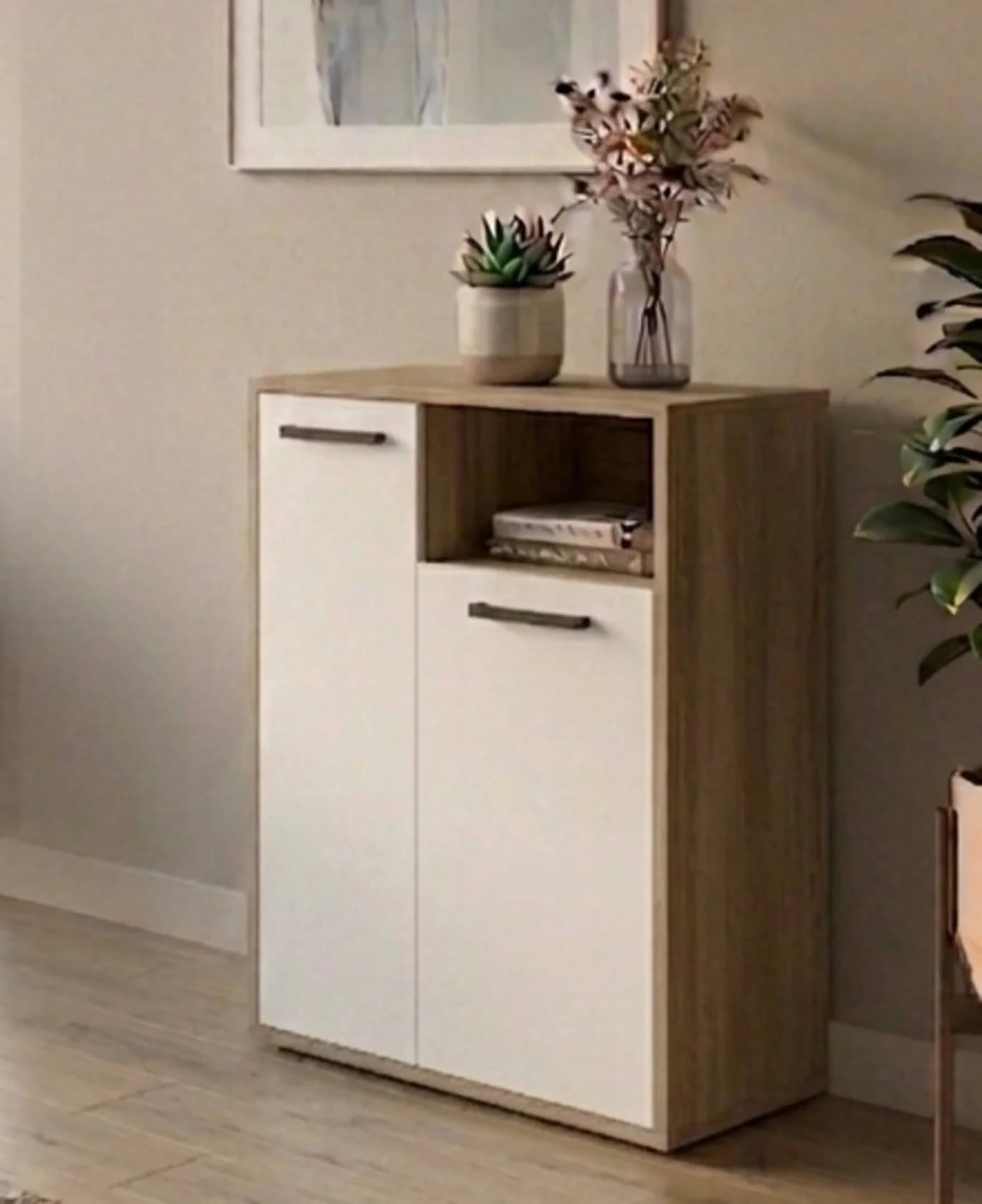Tumba MB12, laminat, rəng Sonoma/ağ, 90x65x35 sm