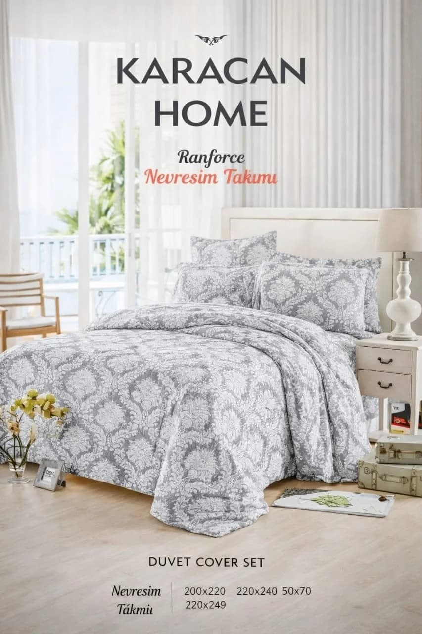 Yataq dəsti Karacan Home, yorğan üzü 200x220 sm, 220x240 sm, yastıq üzü 50x70 sm, ranfors