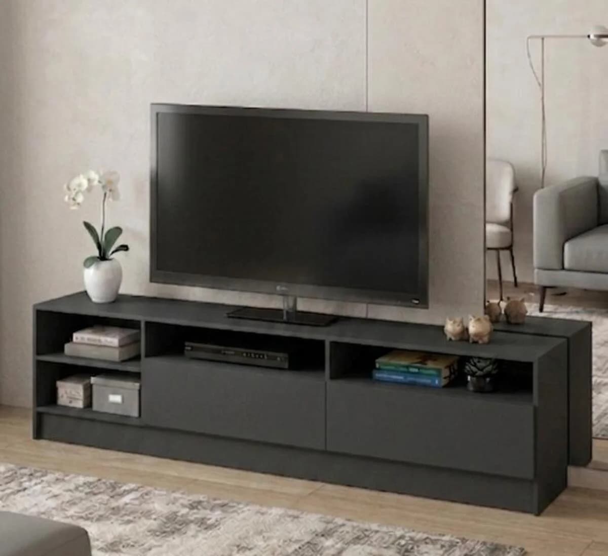 TV üçün tumba MB1, laminat, 160x45x35 sm, antrasit