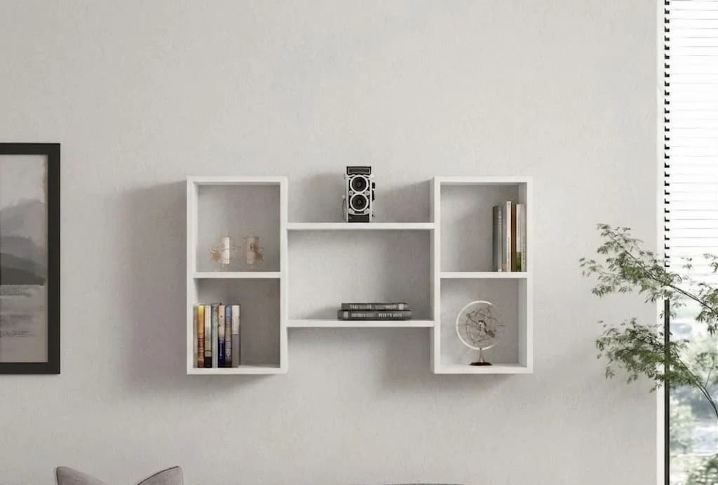 Rəflər MB057, laminat, ağ, 100x60x25 sm