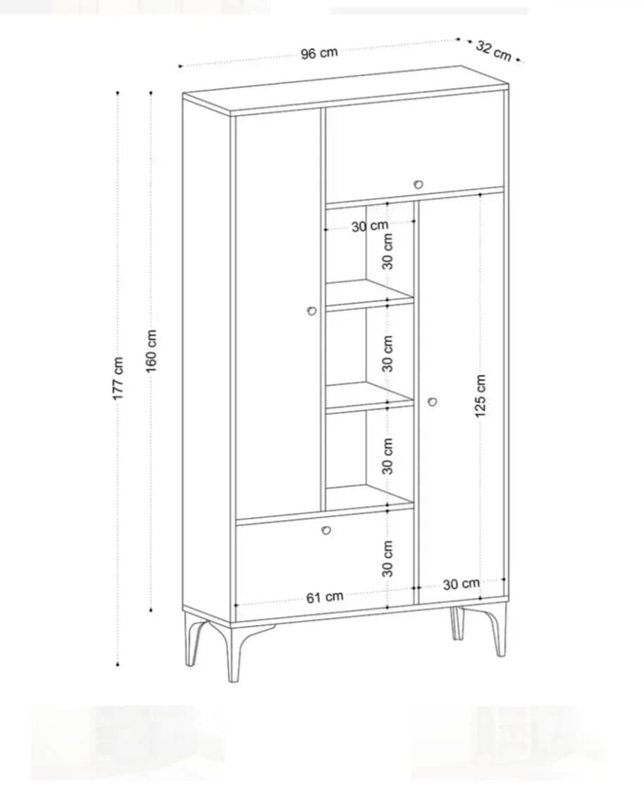 Kitablar üçün şkaf SO0001, laminat, açıq qəhvəyi, 96x32x177 sm — image 5