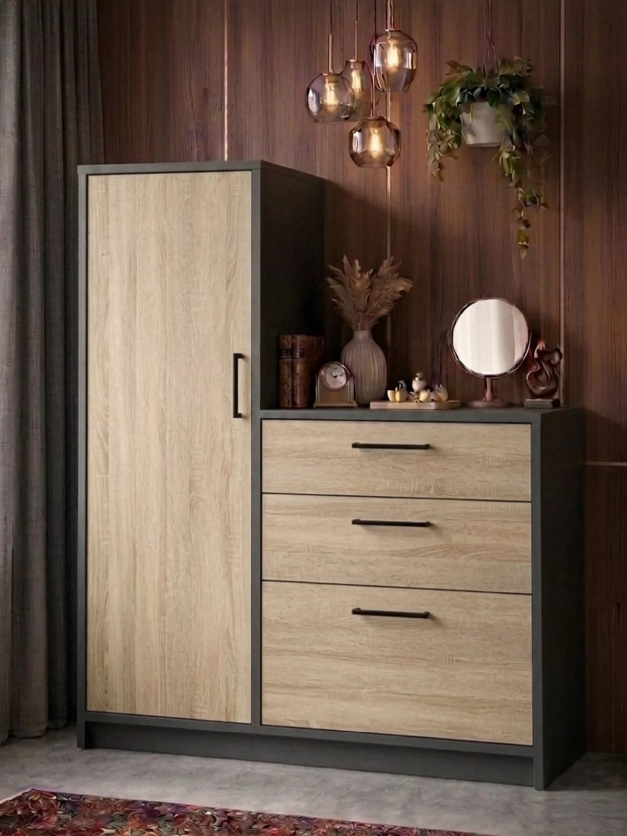 Komod MB 35, laminat, antrasit/sanoma, 140x100x40 sm
