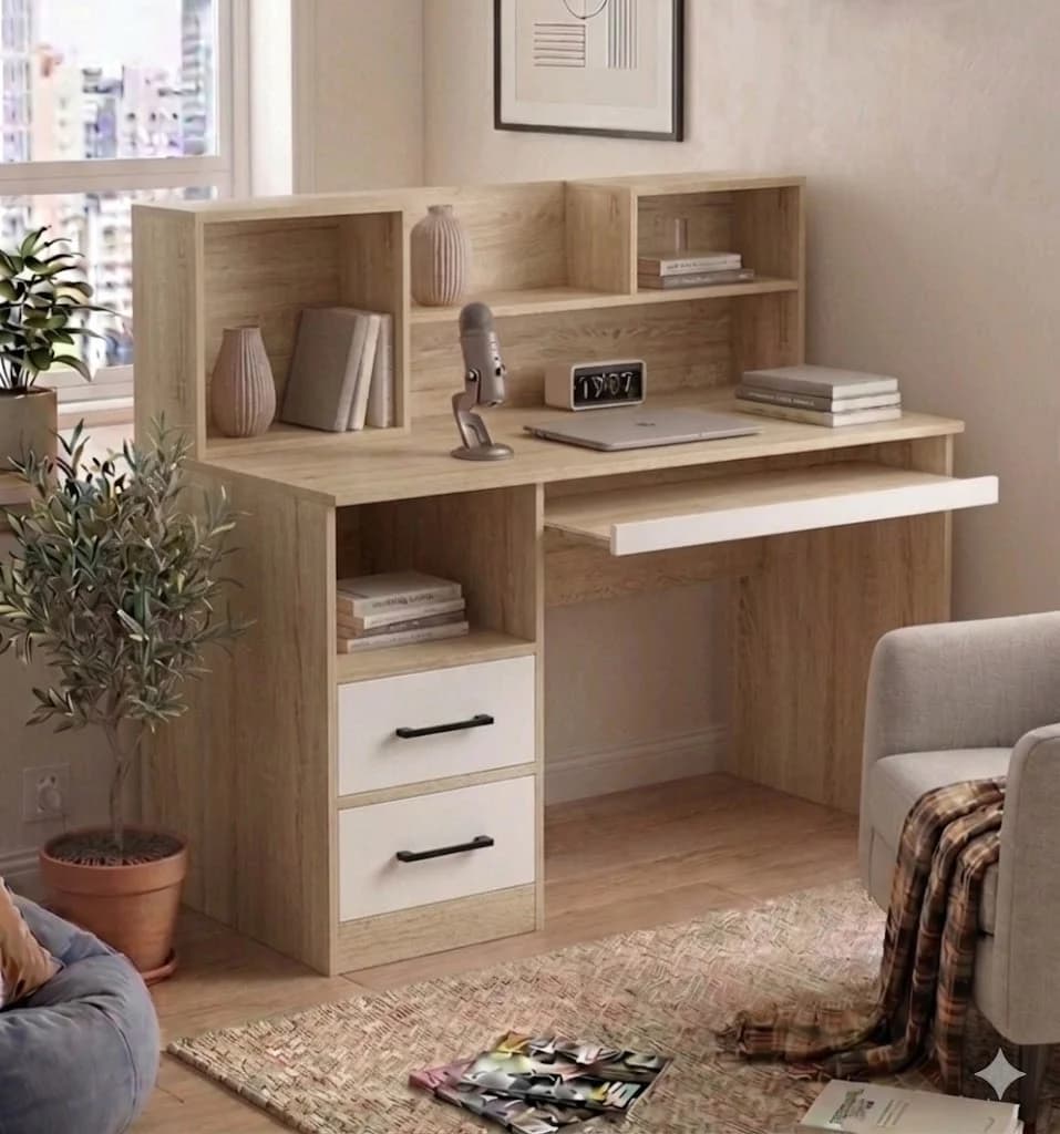 Yazı masası MB15, laminat, 120x115x50 sm, bej/ağ