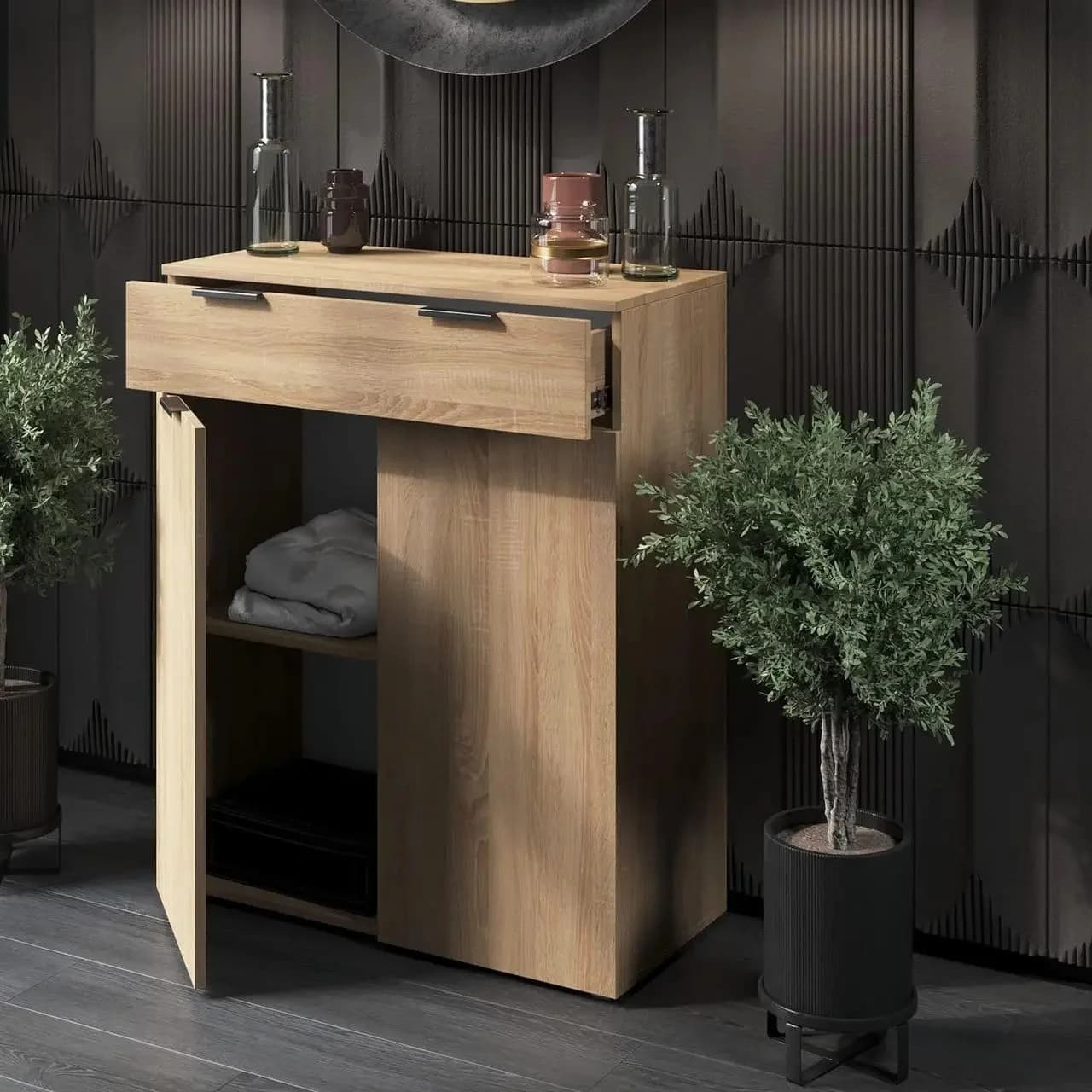 Komod Yagmur Sanoma, laminat, 100x80x40 sm