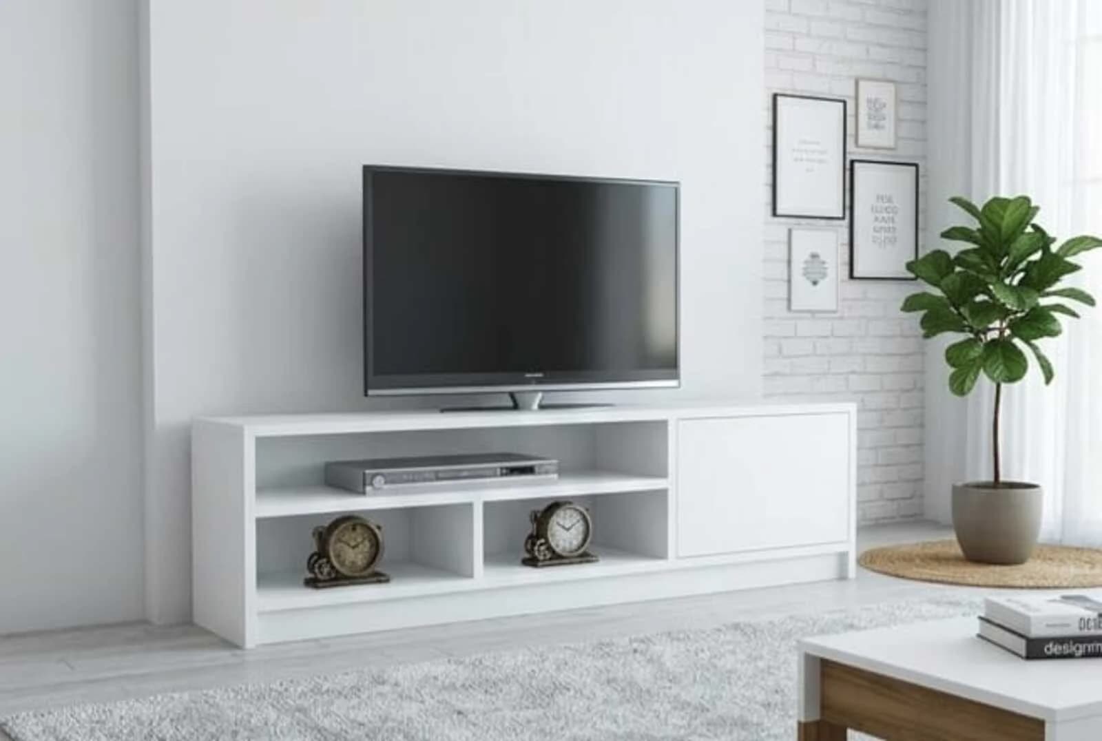 TV üçün tumba MB4, laminat, ağ, 150x45x35 sm