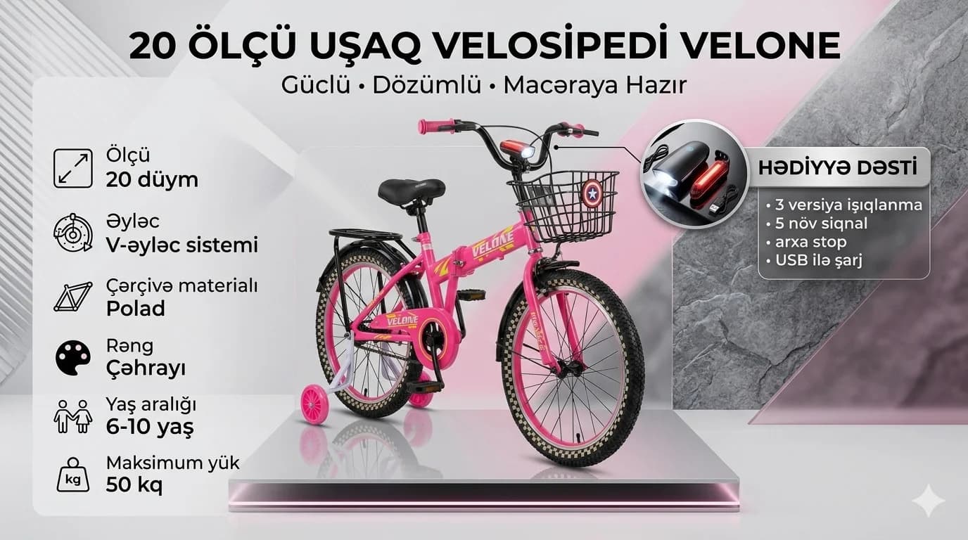 Uşaq velosipedi, çəhrayı, 6-10 yaş