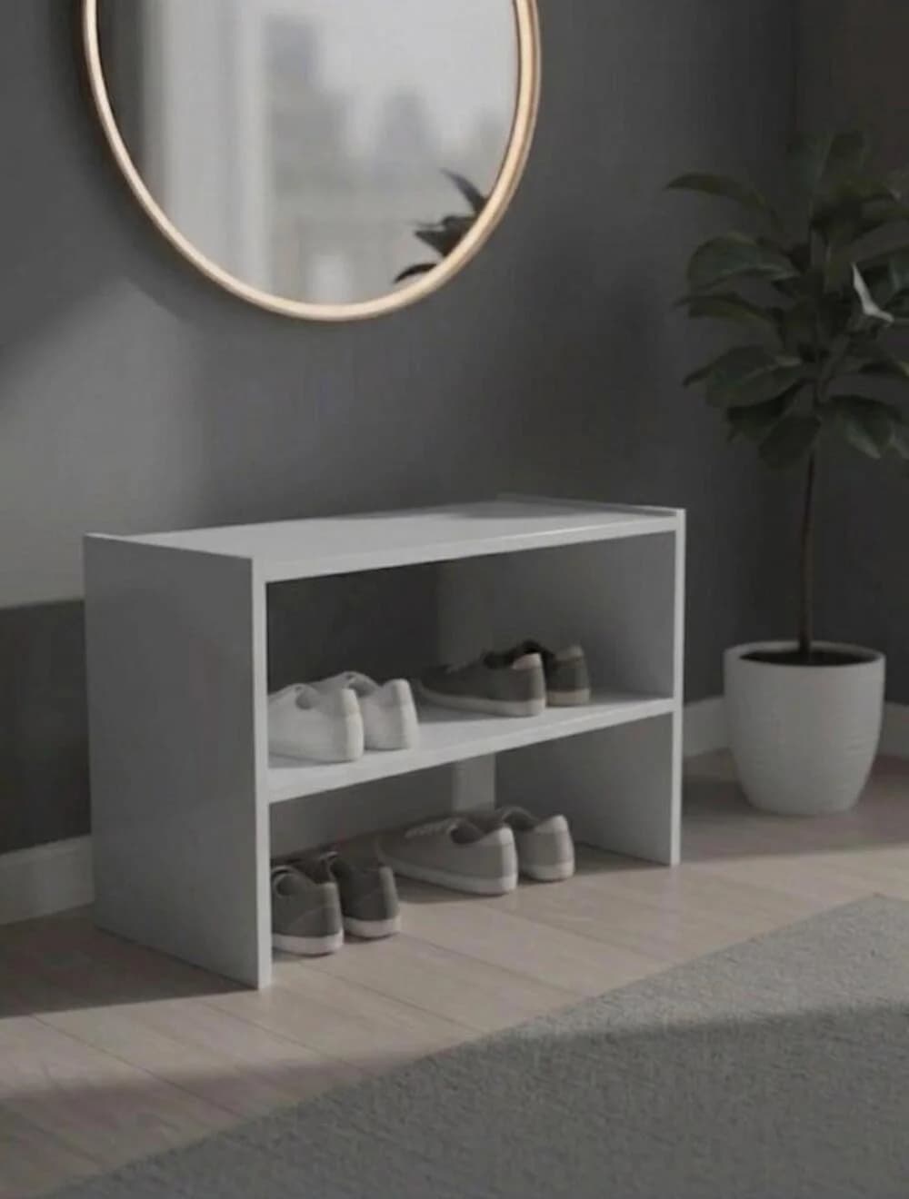 Ayaqqabı üçün tumba MB7, laminat, boz, 80x45x32 sm