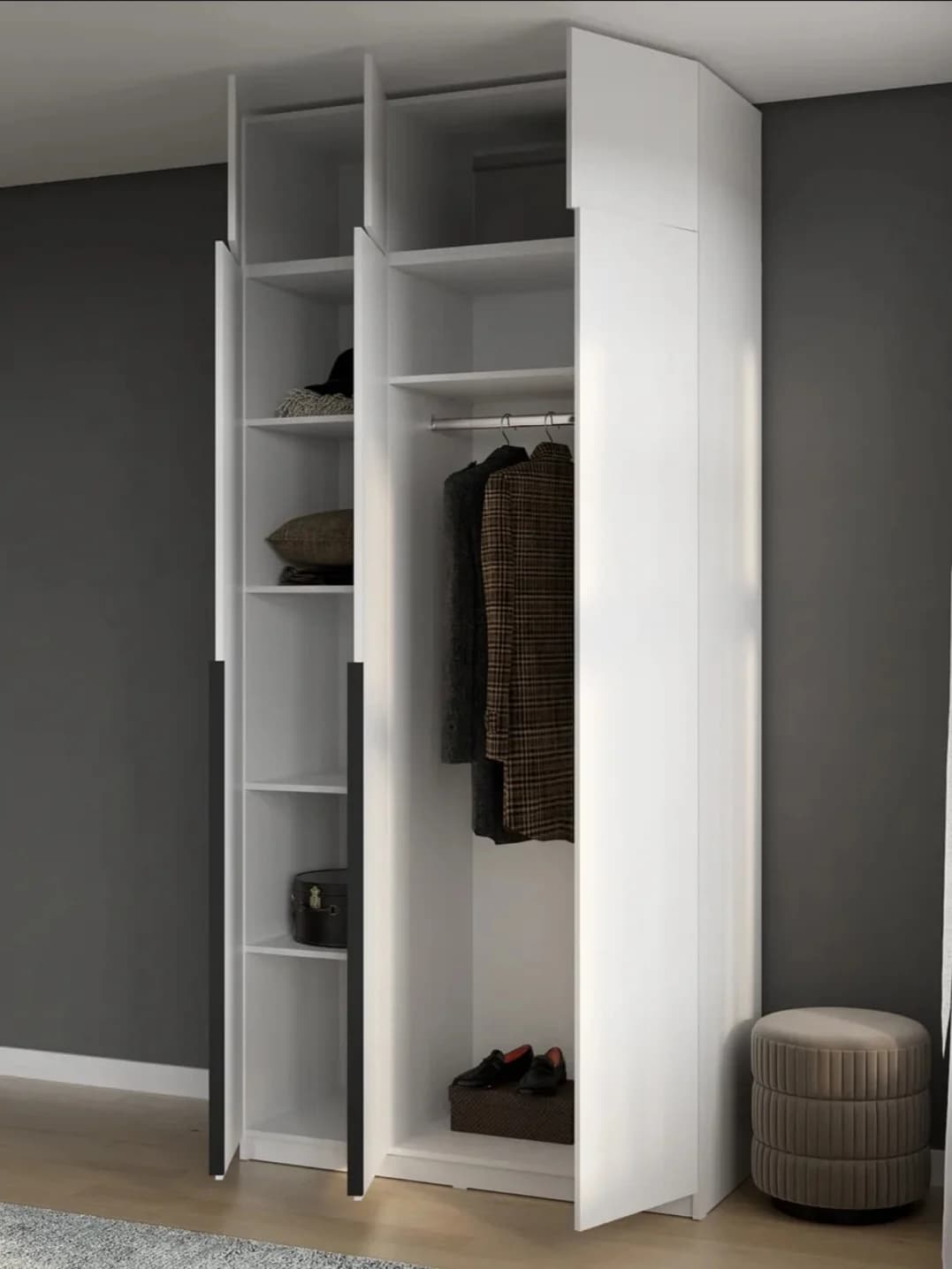 Şkaf S01, laminat, ağ, 120x60x260 sm — image 3