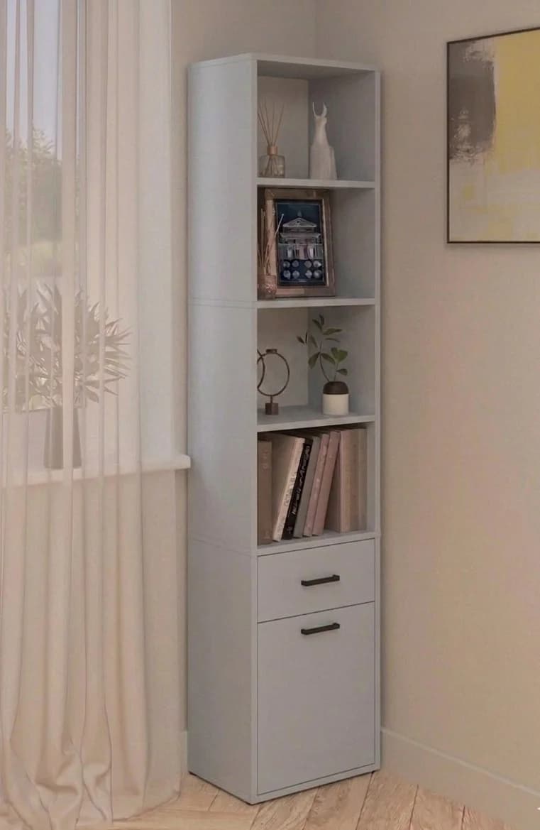 Kitablar üçün şkaf MB2, laminat, boz, 180x40x29 sm
