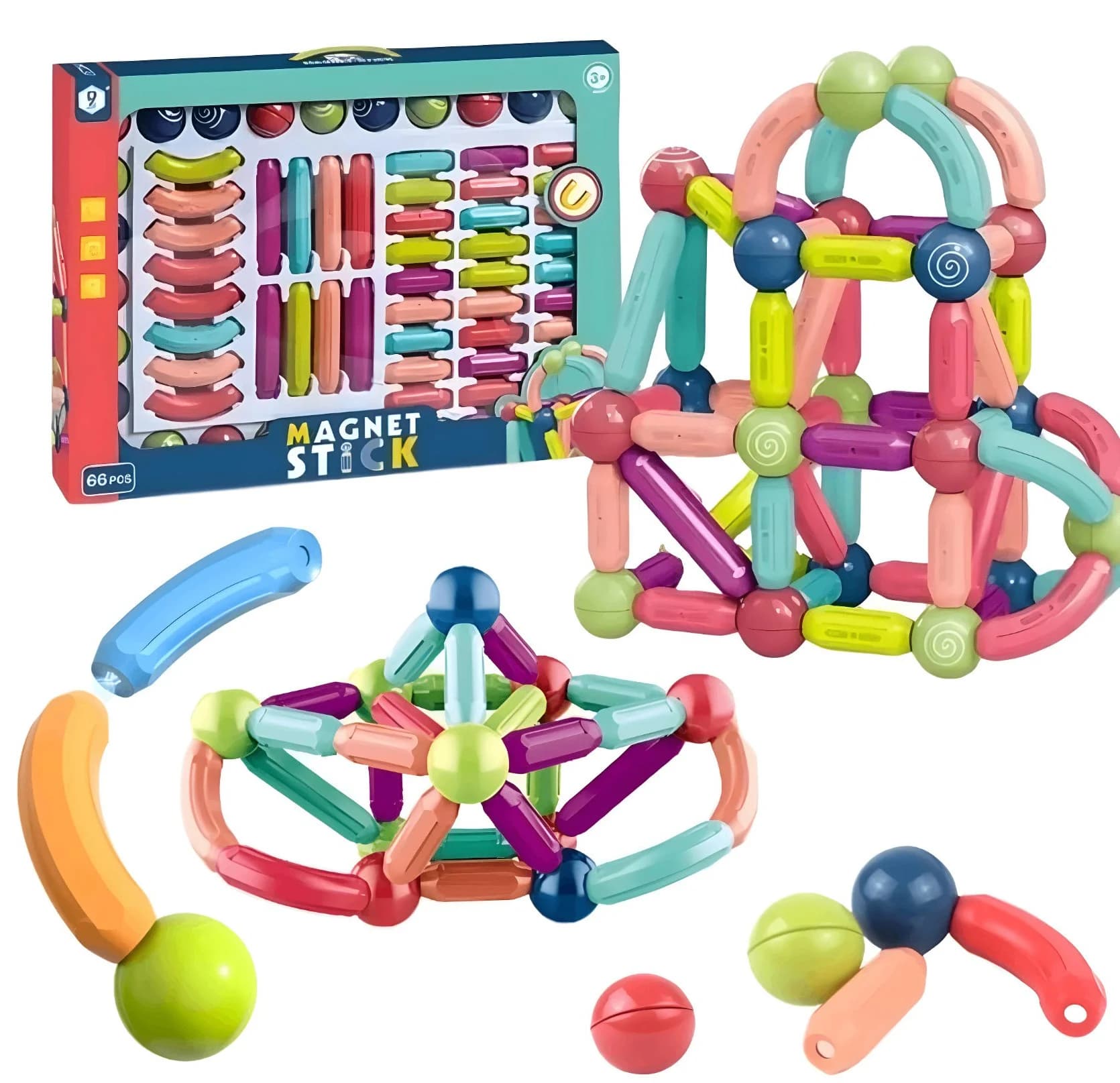 Maqnit konstruktor 47611893, 66 hissə, 3 yaşdan