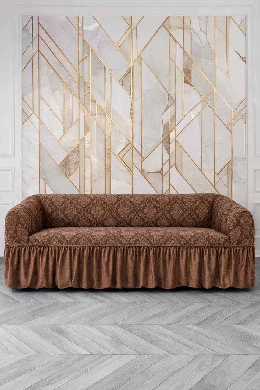 Örtük divan üçün, jakarlı, qəhvəyi - Gstore 79