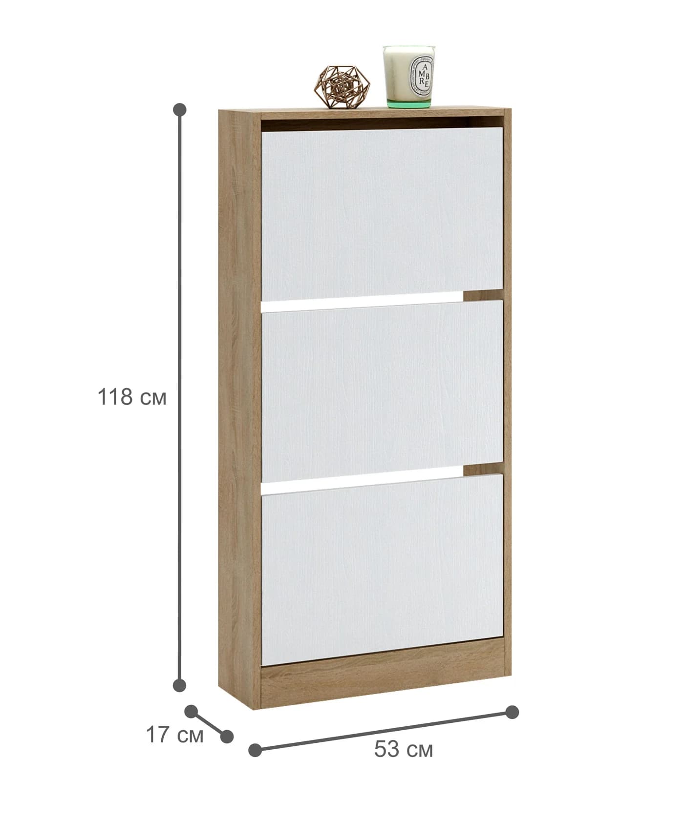 Ayaqqabı üçün tumba Yagmur, laminat, sonoma/ağ 118x53x17 sm — изображение 3