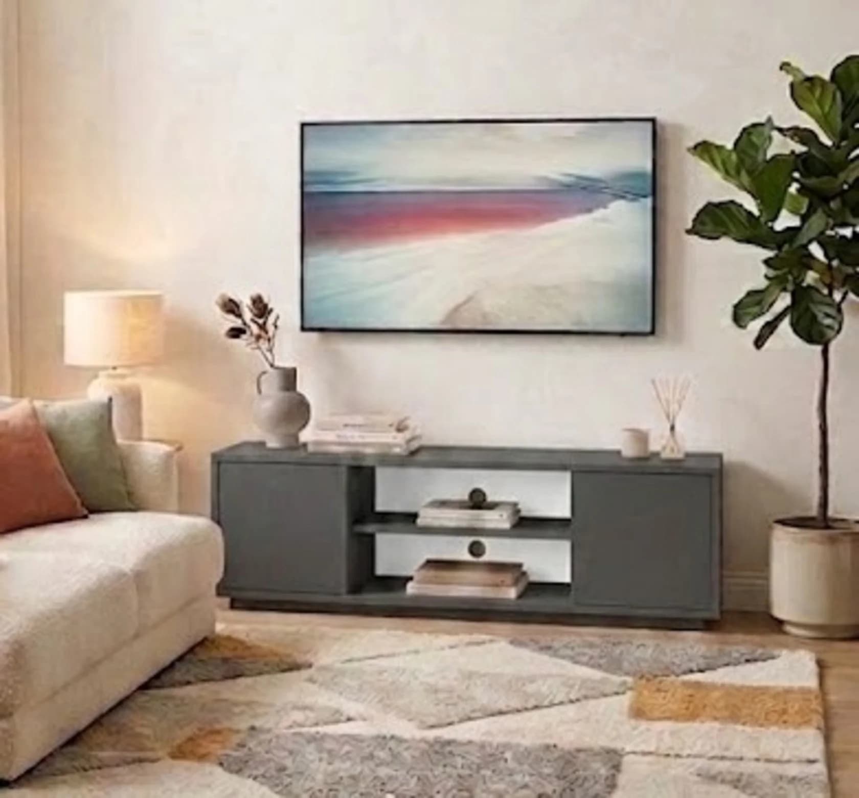 TV üçün tumba MB 14, laminat, antrasit, 160x45x40 sm