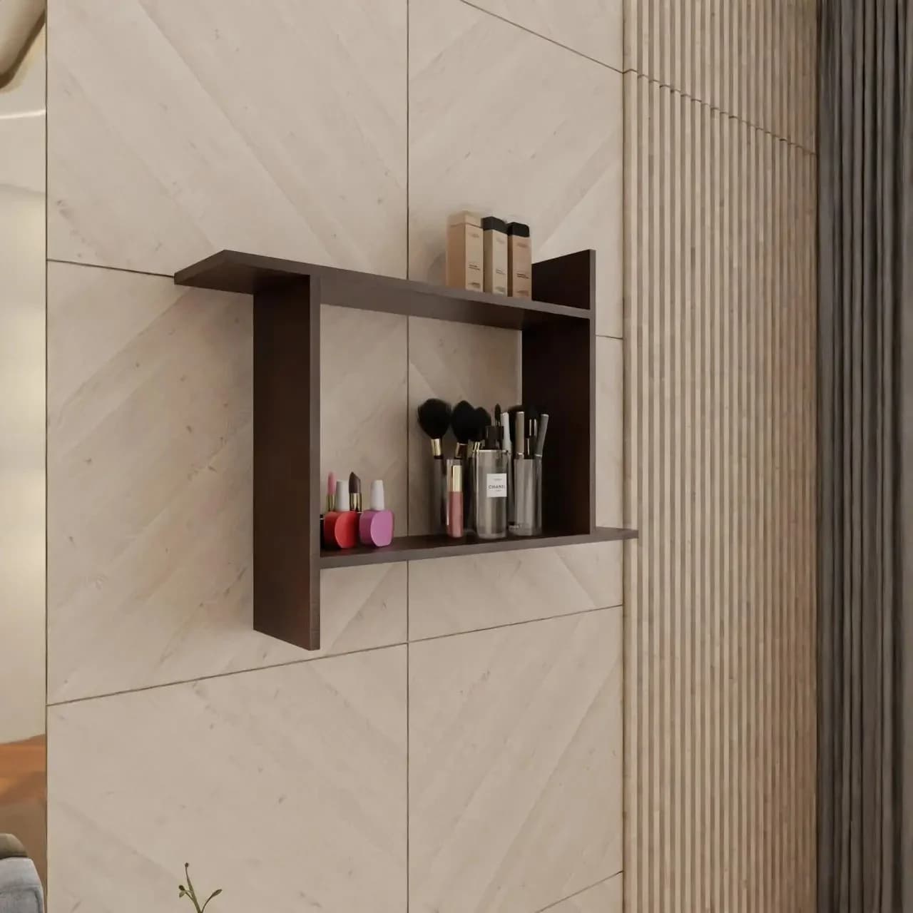 Divar rəfi Yagmur, Laminat, Venge, 84x15x65 sm