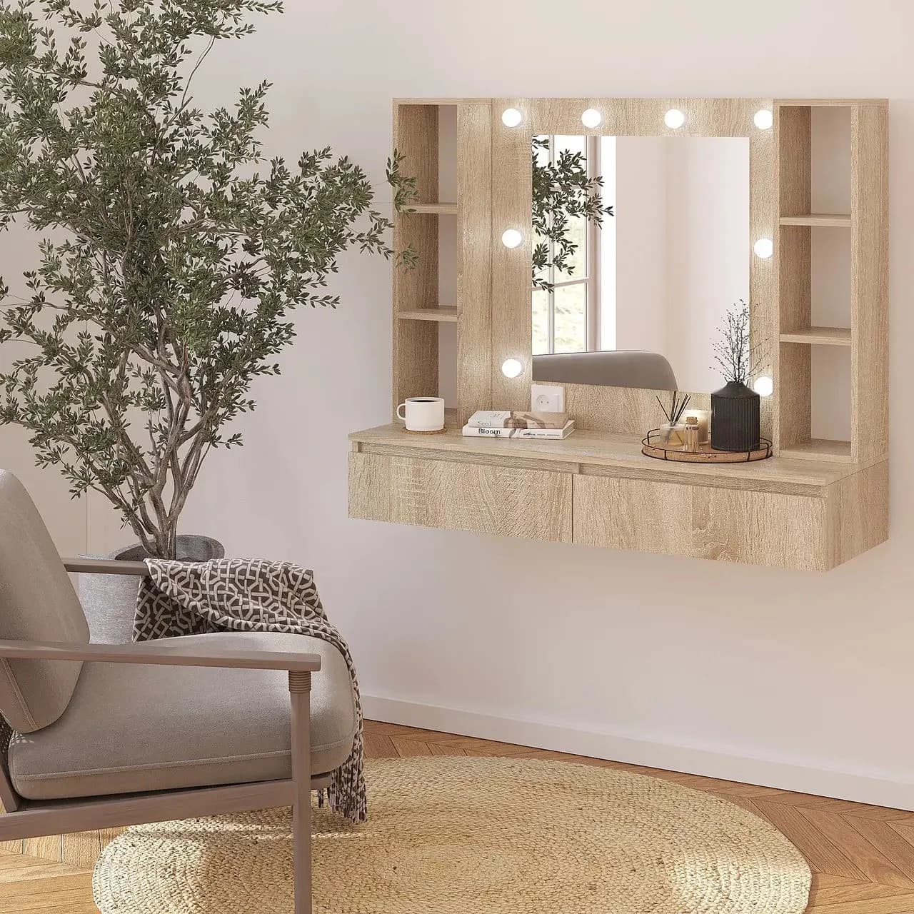 Makiyaj masası 8395, sonoma, laminat, 100х40х120 sm