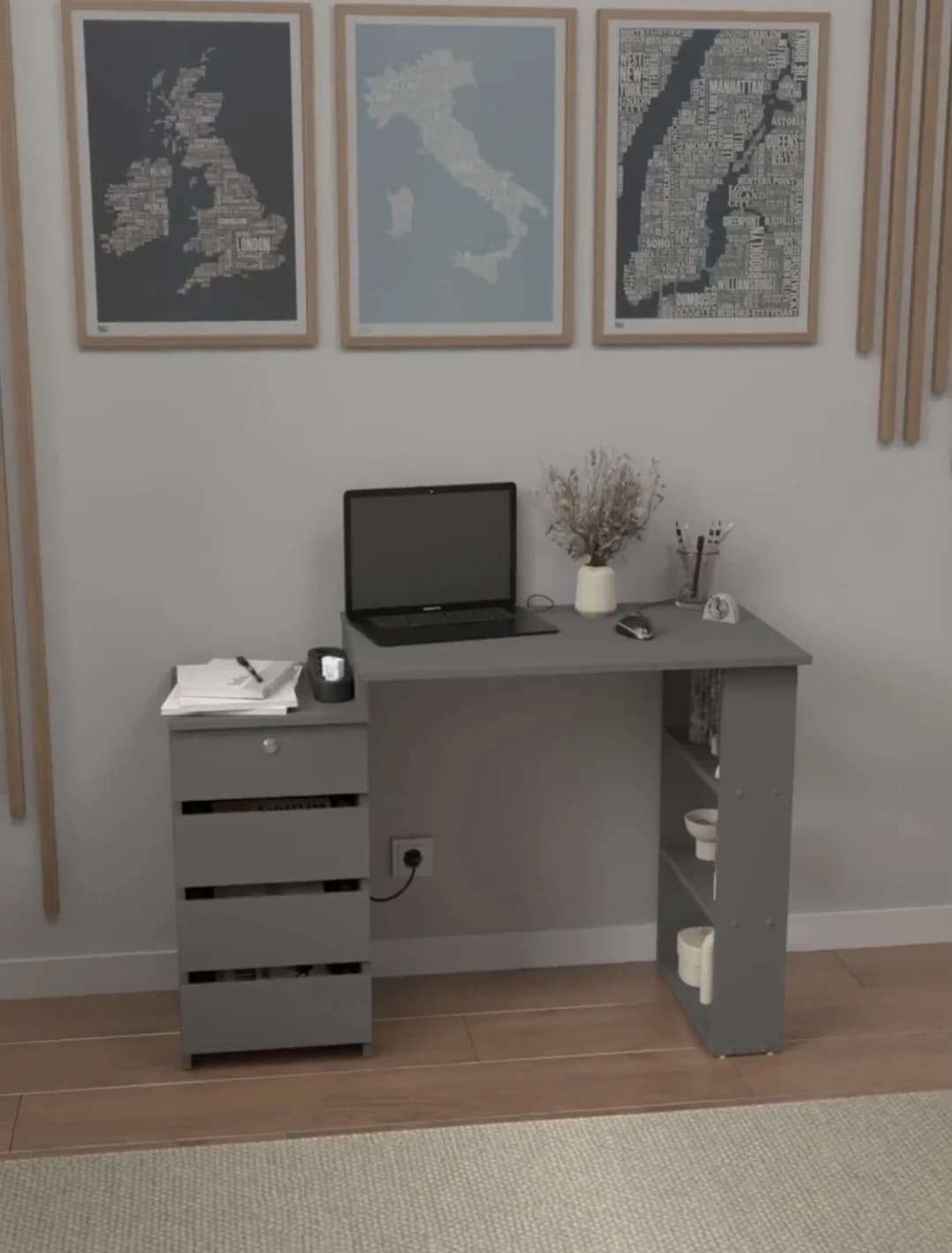 Kompüter masası s036, laminat, antrasit