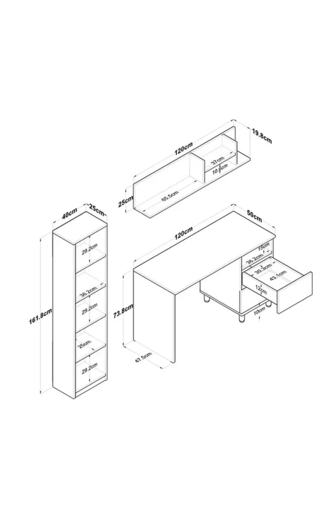 Kompüter masası SO 017, laminat, qəhvəyi/ağ, 50x161x160 sm — изображение 11
