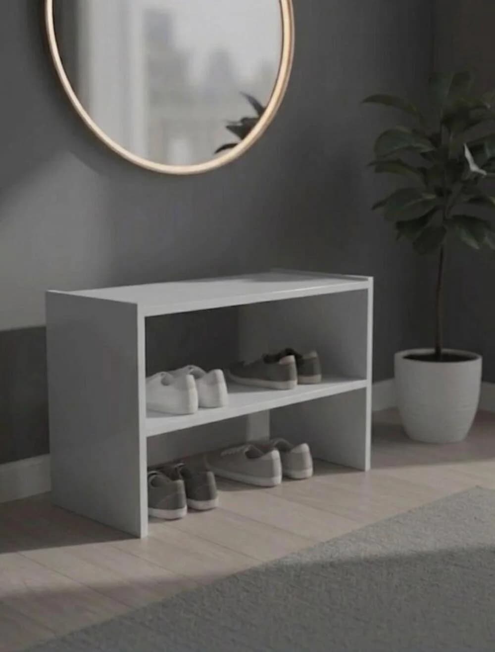 Tumba ayaqqabı üçün MB6, laminat, 60x45x32 sm, boz
