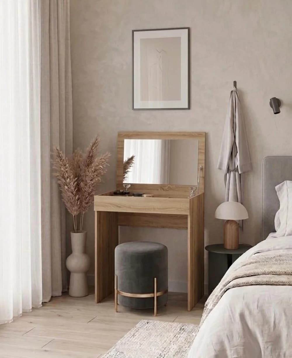 Makiyaj masası güzgülü MB11, laminat, sonoma, 75x70x45 sm