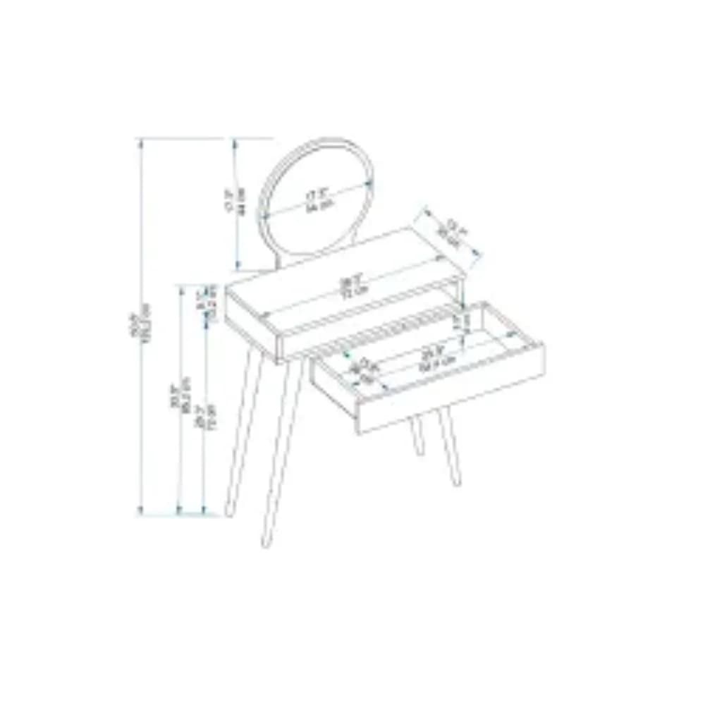 Makiyaj masası SO050, ağ, laminat, 129.2х72х35 sm — изображение 5