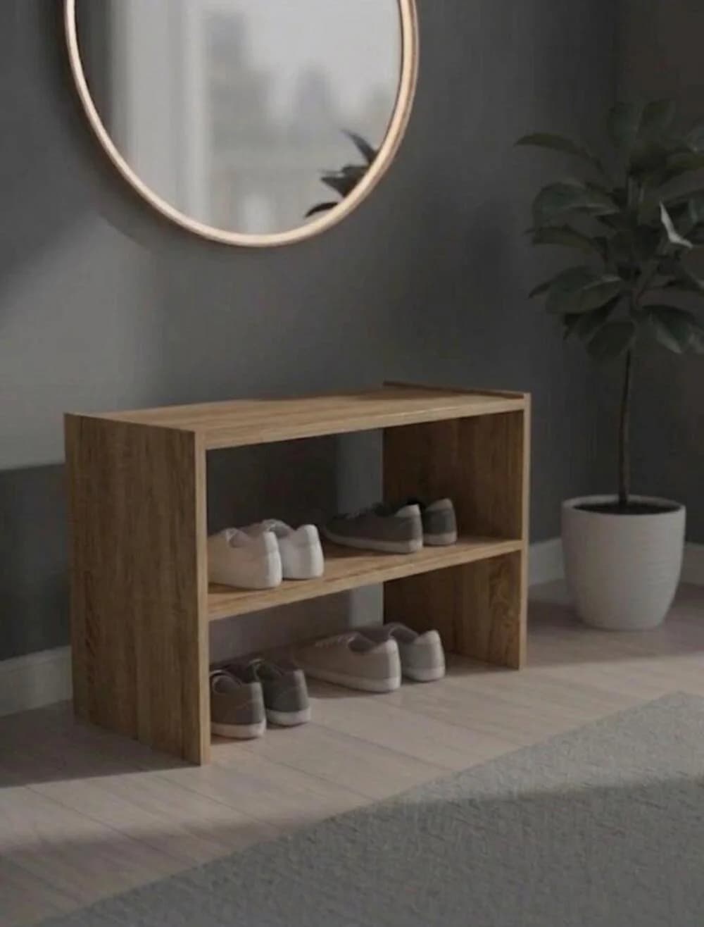 Tumba ayaqqabı üçün MB6, laminat, 60x45x32 sm, açıq qəhvəyi