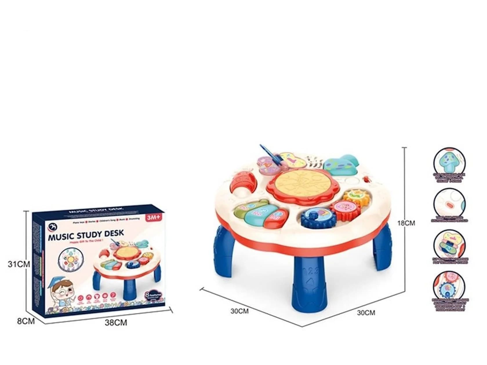 Musiqili masa Music Study Desk BM1105, 3+ ay, 30х30х18 sm — şəkil 3