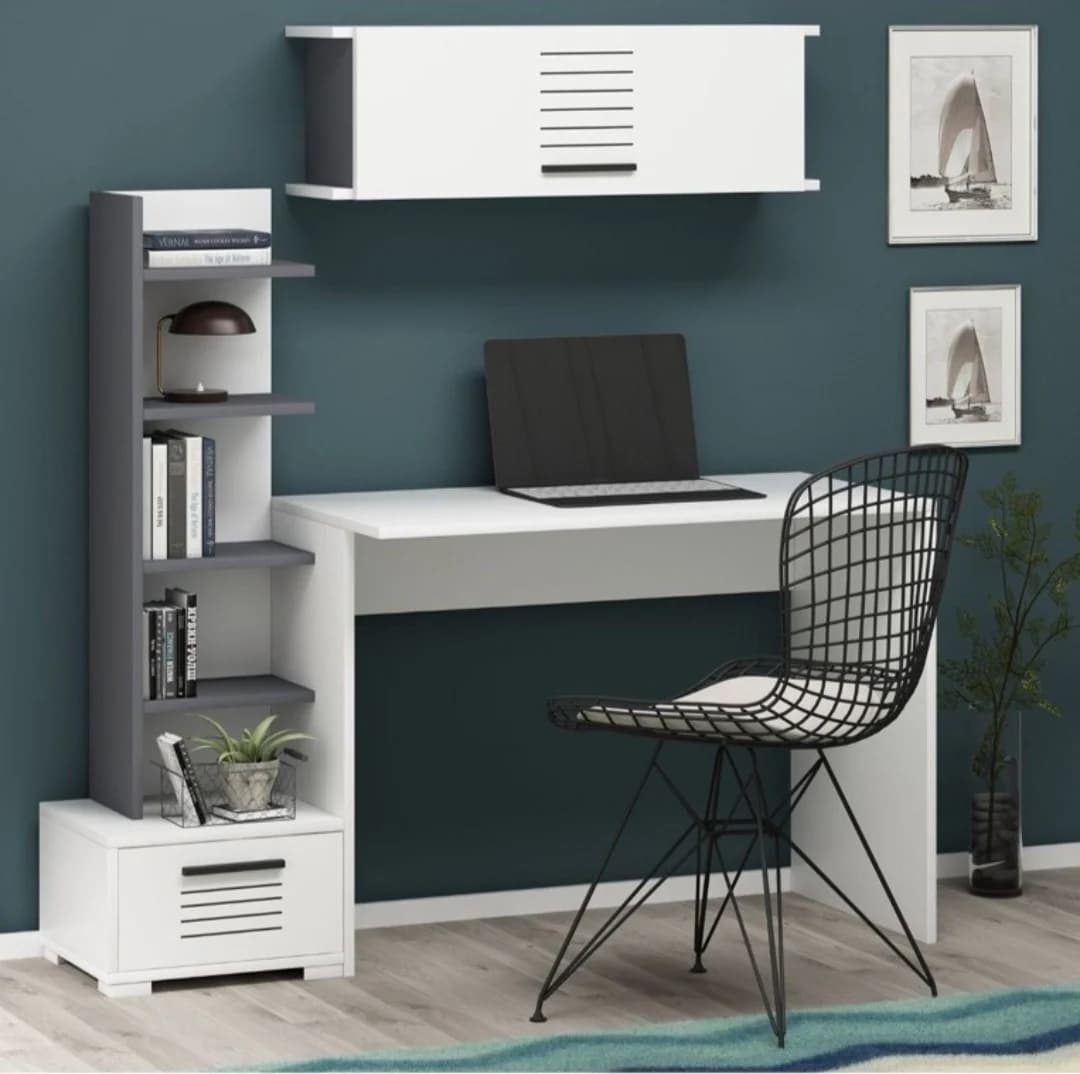 Yazı masası SO011, laminat, ağ/boz, 160x60x180 sm — изображение 2