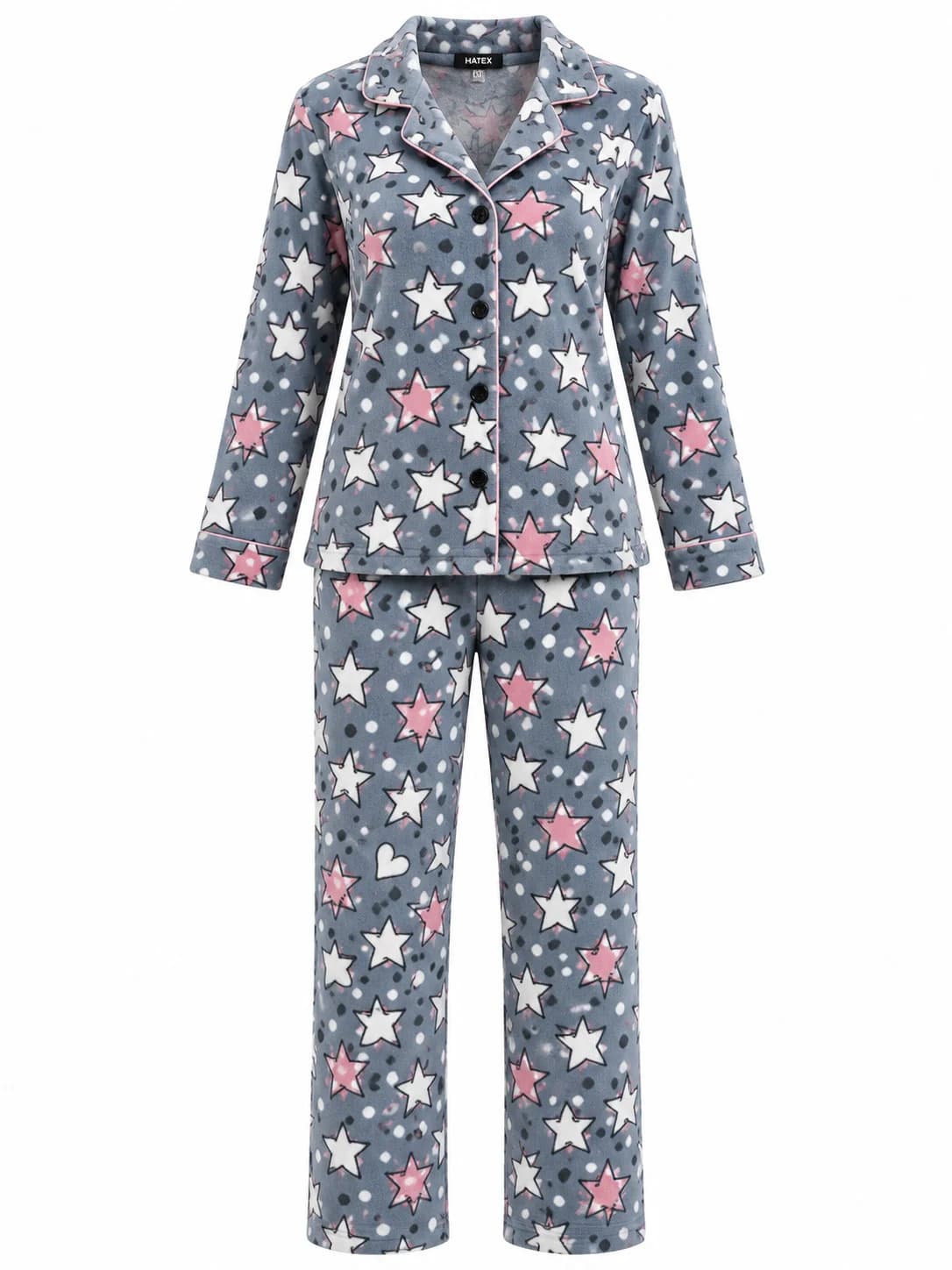 Qadın üçün şalvarlı pijama dəsti, velür, boz, ölçü L