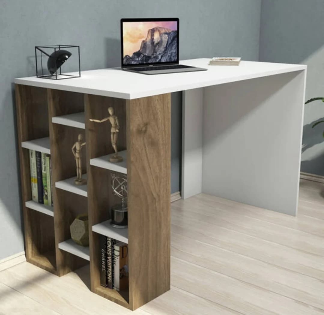 Kompüter masası SO0027, laminat, ağ/bej, 120x60x75 sm