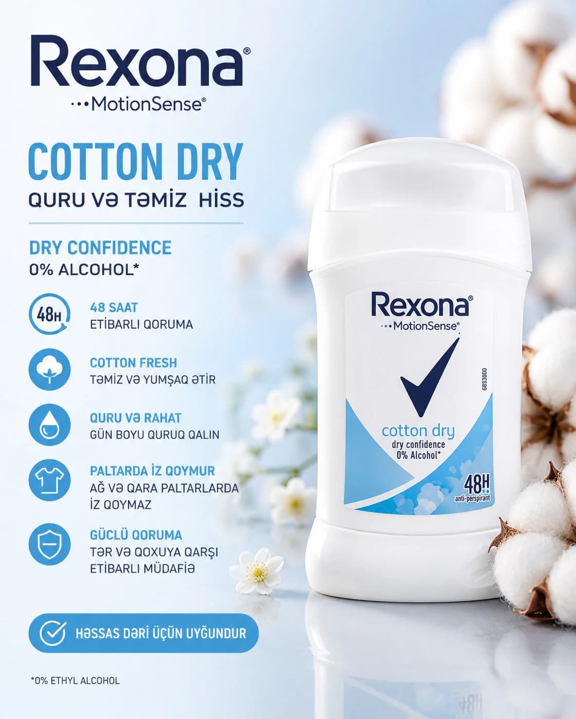 Dezodorant Rexona MotionSense Cotton Dry 40 ml
