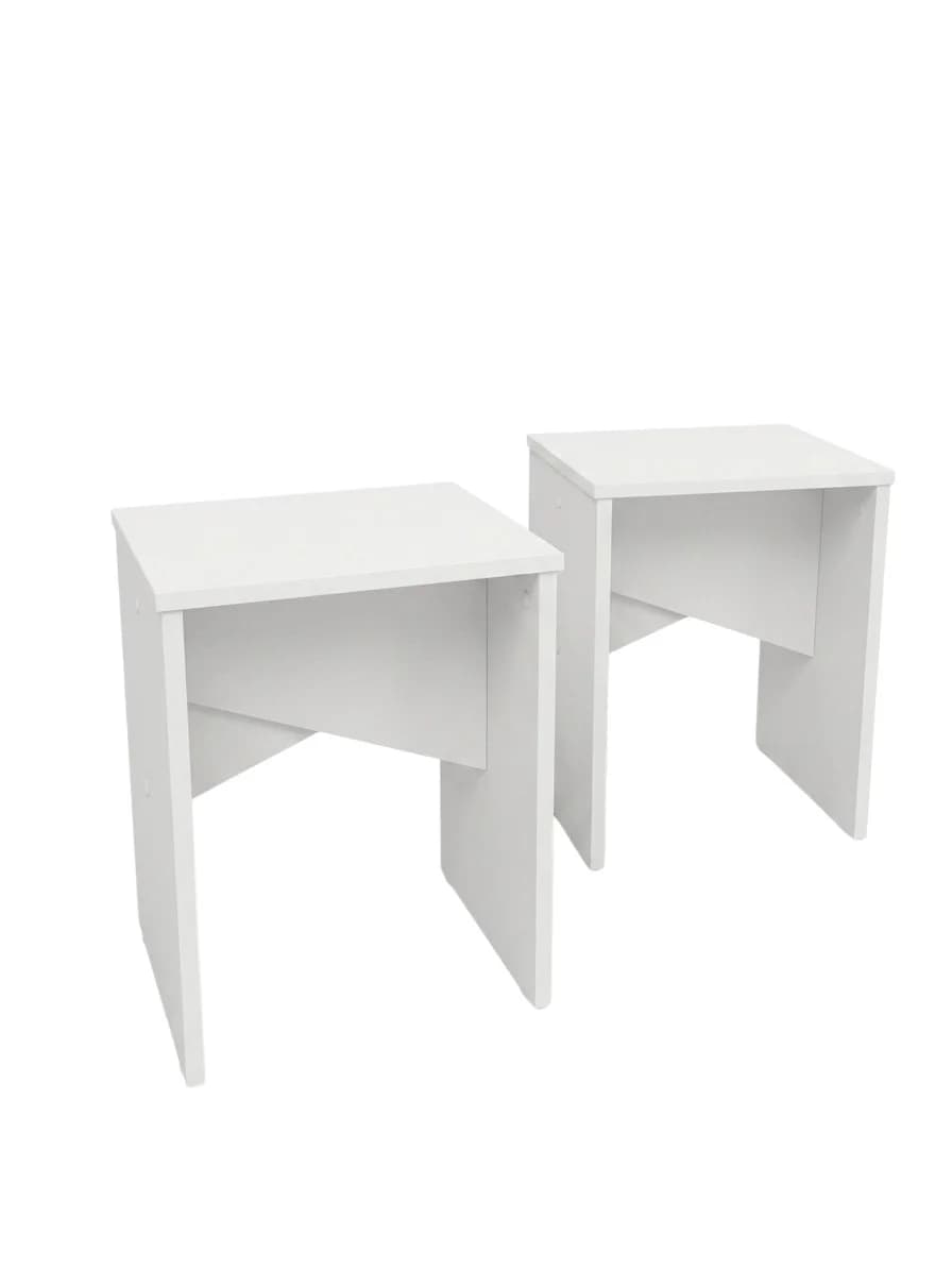 Taburet MB2, laminat, ağ, 35x35x45 sm, 2 əd