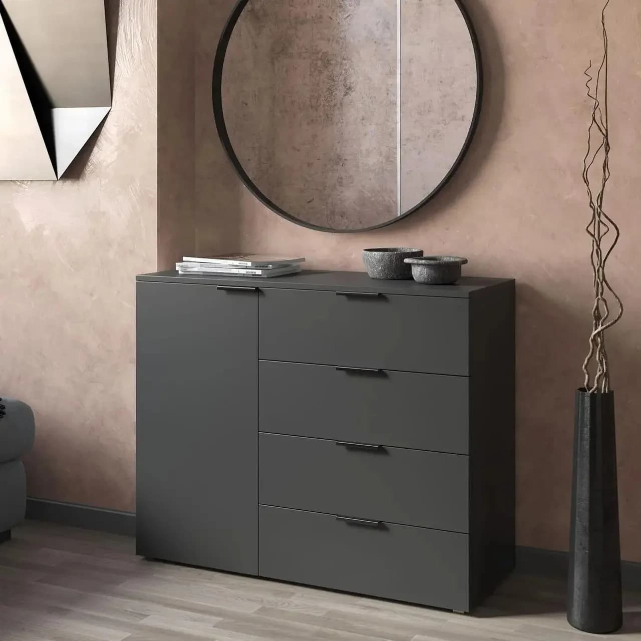 Komod Yagmur 61, laminat, antrasit, 100x80x40 sm