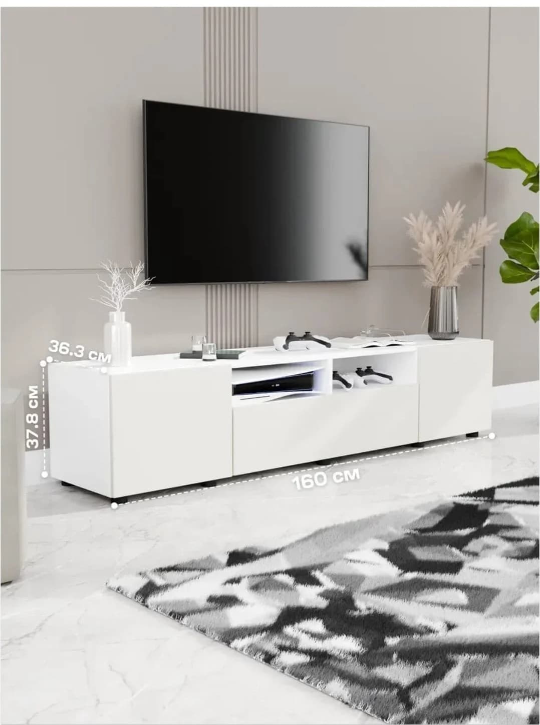 TV üçün tumba SO110, laminat, 36.3x180x37.8 sm — image 3